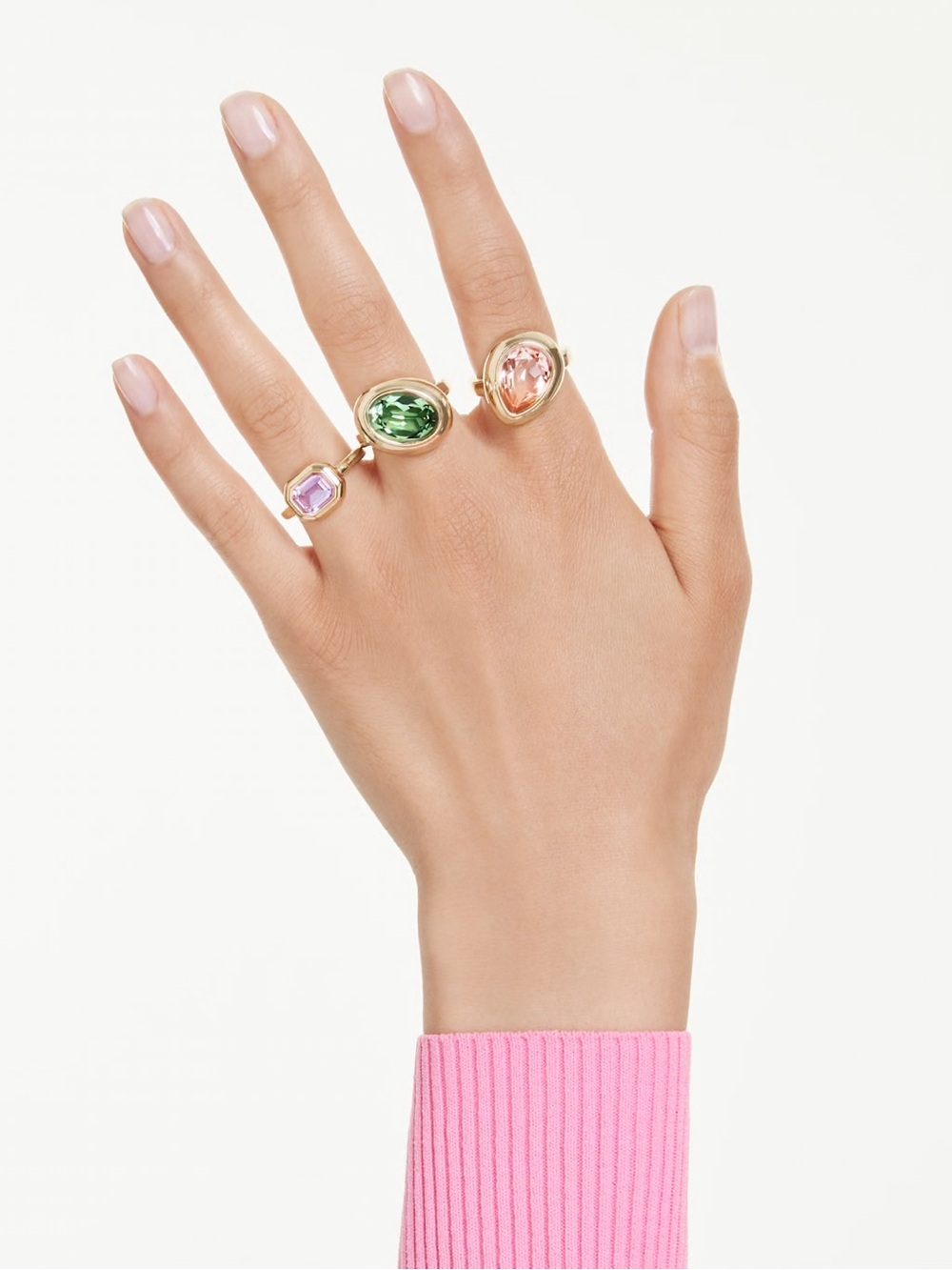 Swarovski Gemma motif Set (3), Multicolored, 18K gold finish